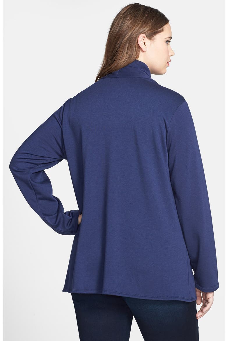 One-Button Fleece Cardigan, Alternate, color, NAVY PEACOAT