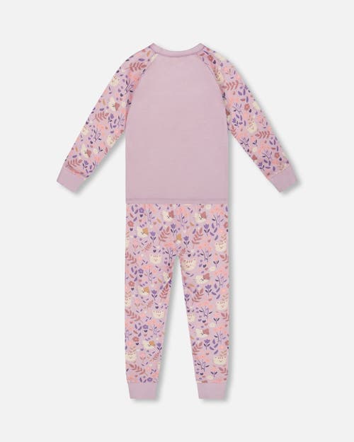 Deux Par Deux Organic Cotton Two-piece Pajamas Cat In Multi