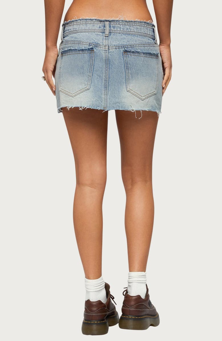 EDIKTED Emree Distressed Denim Miniskirt, Alternate, color, 