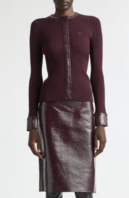 Courrèges Vinyl Trim Ribbed Cardigan