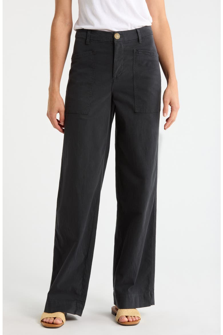 Wrap Pocket Stretch Cotton Pants, Main, color, WASHED BLACK