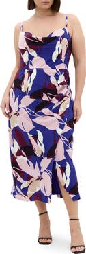 City Chic Mariana Printed Cowl Neck Midi Dress