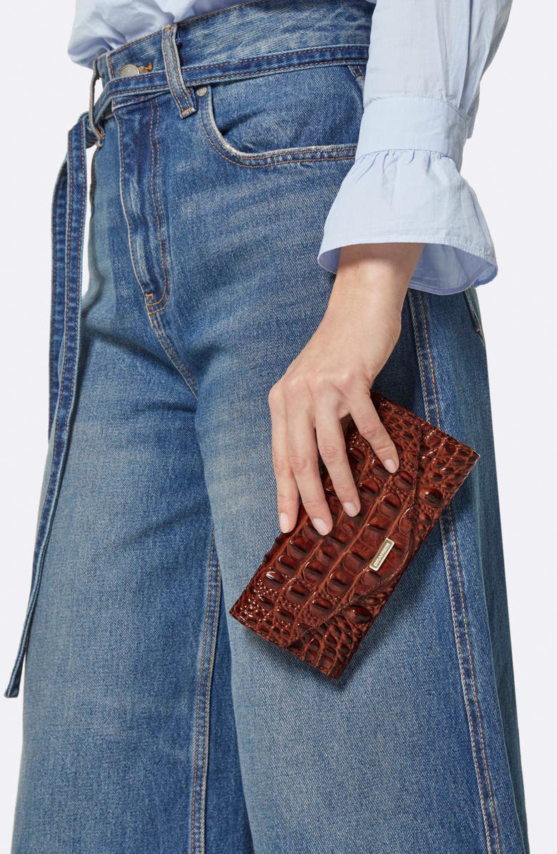 Brahmin Veronica Croc Embossed Leather Wallet, Alternate, color, 