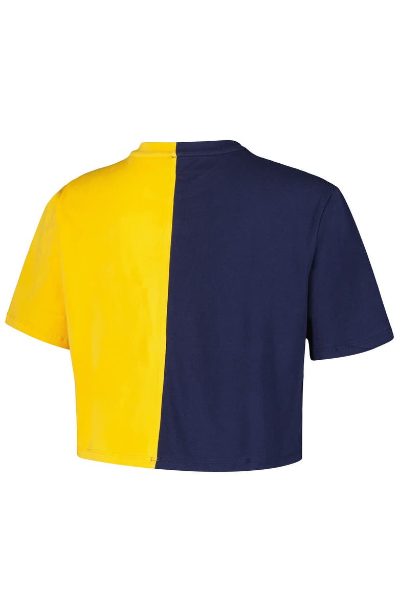 Hype and Vice Women's Hype and Vice Navy/Maize Michigan Wolverines Color Block Brandy Cropped T-Shirt, Alternate, color,