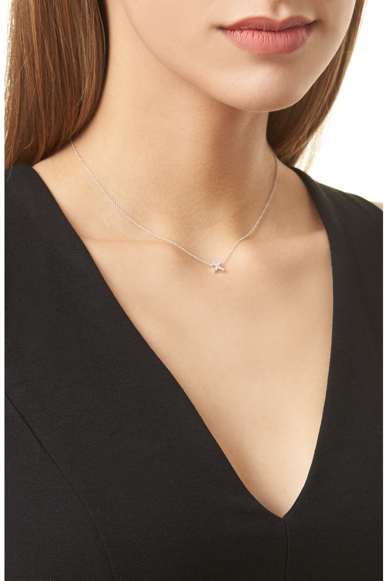 Diamond Pavé Initial Pendant Necklace, Alternate, color, 18K WHITE GOLD - X