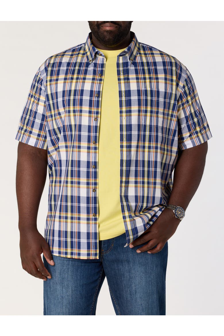 Big & Tall Easy-Care Medium Plaid Sport Shirt V9, Alternate, color, BLUE MULTI