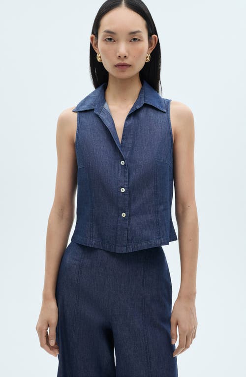 Mango Denim-effect Culotte Pants In Blue
