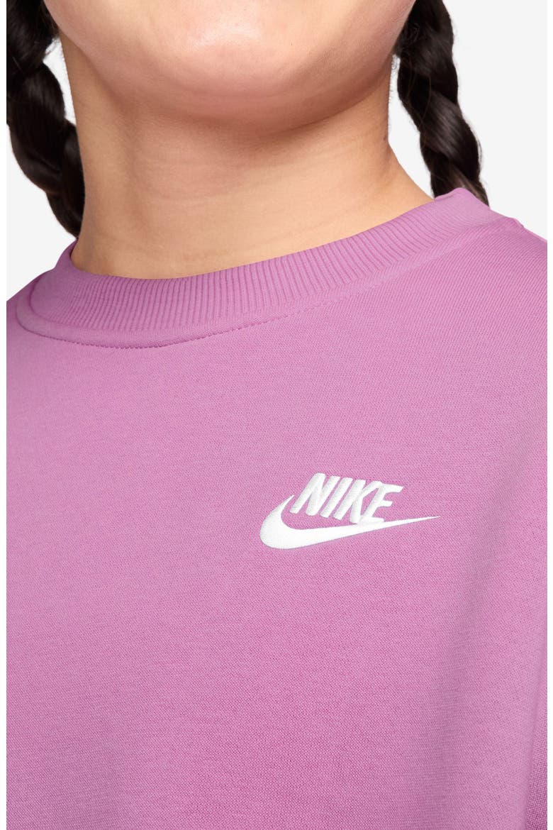 Kids' Sportswear Club Fleece Crewneck Sweatshirt, Alternate, color, LIGHT MAGENTA/ WHITE