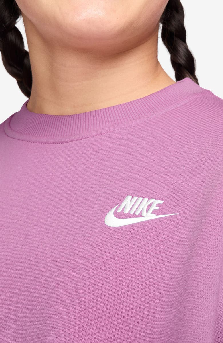 Nike Kids' Sportswear Club Fleece Crewneck Sweatshirt, Alternate, color, Light Magenta/ White