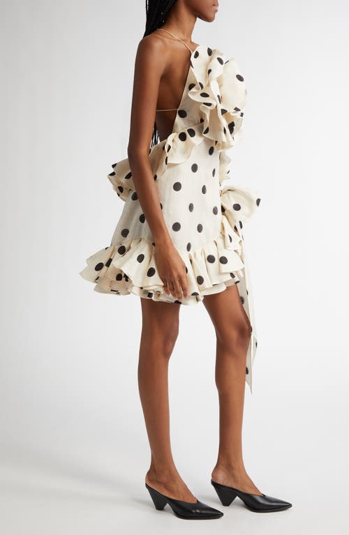 Zimmermann Polka Dot Ruffle Linen Minidress
