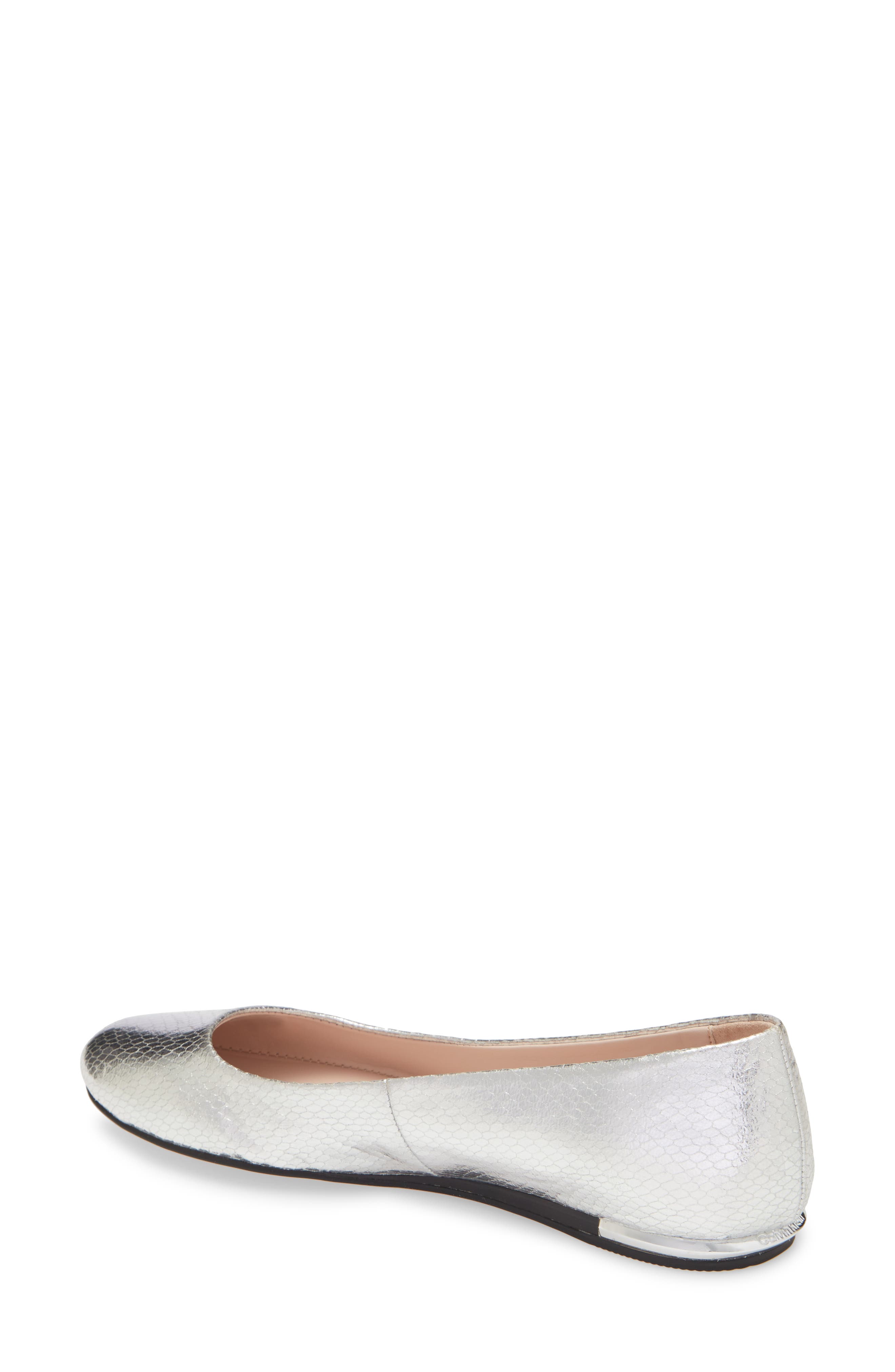 Kosi Skimmer Flat, Alternate, color, SILVER FAUX LEATHER