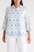 Anne Klein Scallop Eyelet Button Up Shirt