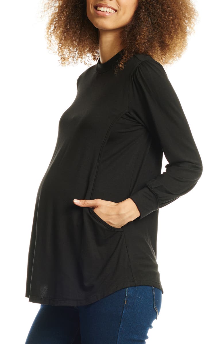 Everly Grey Sherry Maternity/Nursing Mock Neck Top, Alternate, color,
