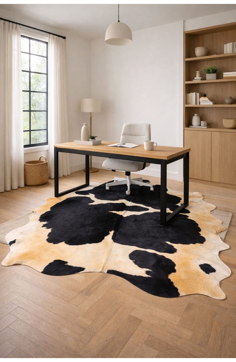 Rhacam Eco Hides Audrey Black and white Cowhide Rug 7'11" × 7'3", Alternate, color, Black/White