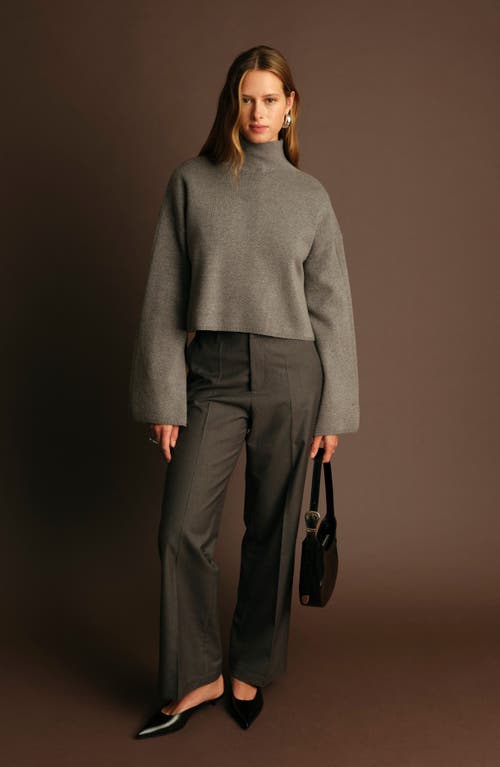 Deluc Chuck Crop Funnel Neck Sweater In Gray