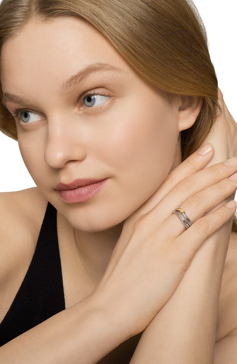 David Yurman X Crossover Band Ring in Sterling Silver with 18K Yellow Gold, 6mm, Alternate, color, Two Tone