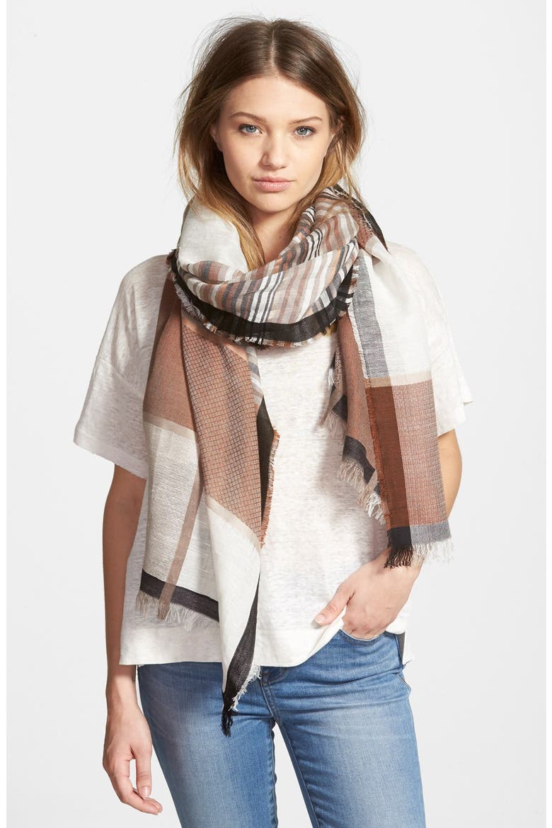 Plaid Scarf, Main, color, BLACK COMBO