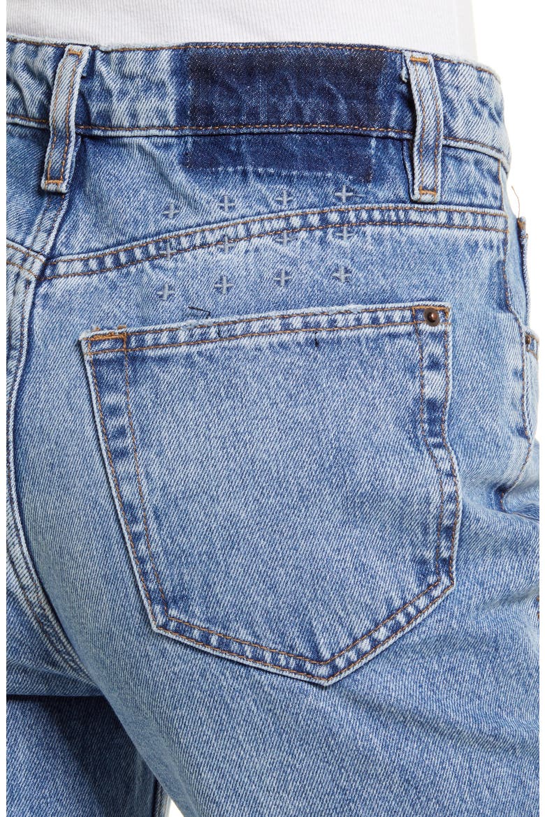 Brooklyn Distressed Patchwork Straight Leg Nonstretch Jeans, Alternate, color, DENIM