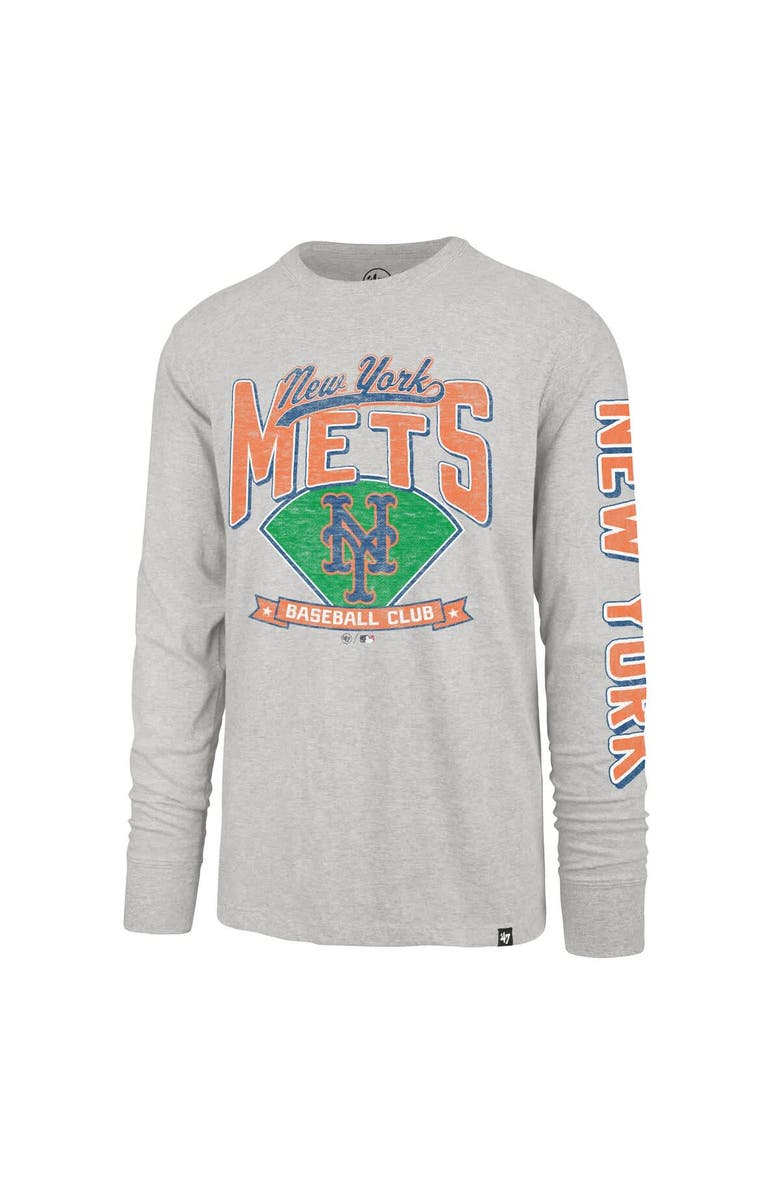 '47 Men's '47 Gray New York Mets Big & Tall Distressed Franklin Long Sleeve T-Shirt, Alternate, color, Gray