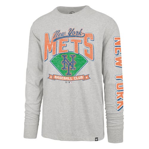 47 Brand '47  Gray New York Mets Big & Tall Distressed Franklin Long Sleeve T-shirt