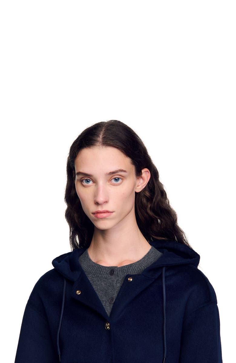SANDRO Double-faced wool coat, Main, color, 