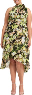 Estelle Chlora Print Ruffle Sleeveless Dress