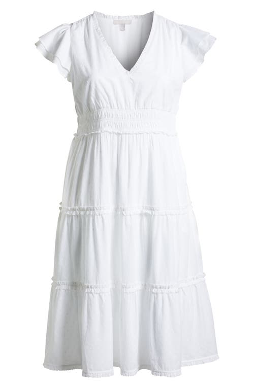 Chelsea28 Flutter Sleeve Clip Dot Tiered Midi Dress