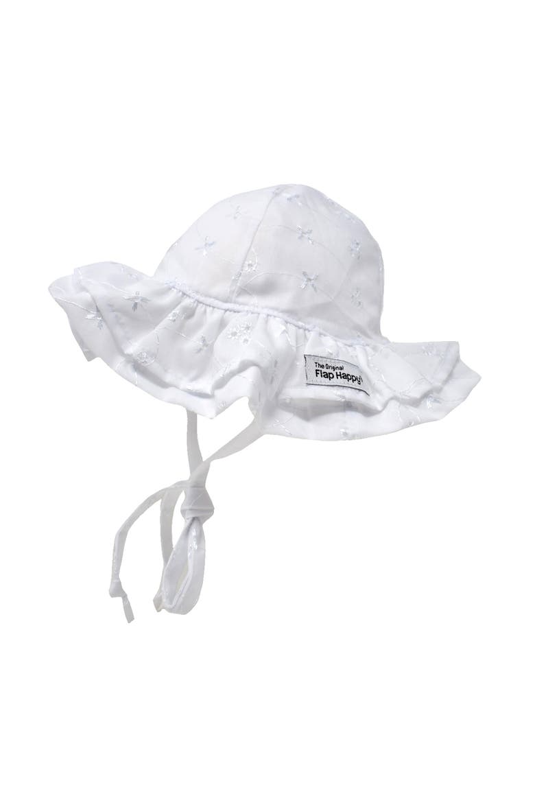 Baby UPF 50+ Double Ruffle UV Blocking Sun Hat, Main, color, White Eyelet