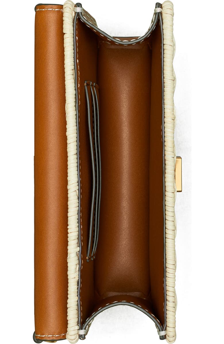 Tory Burch Eleanor Wicker & Leather Phone Crossbody Bag, Alternate, color,