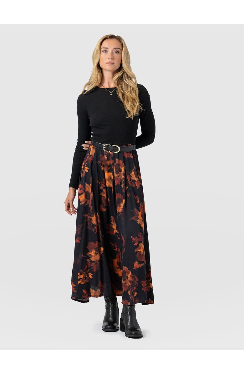 Saint + Sofia Renee Contrast Dress, Main, color, Autumn Floral