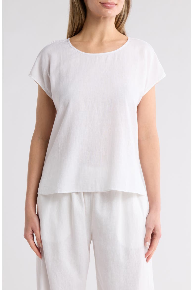 Easy Linen Blend Popover Top, Main, color, WHITE