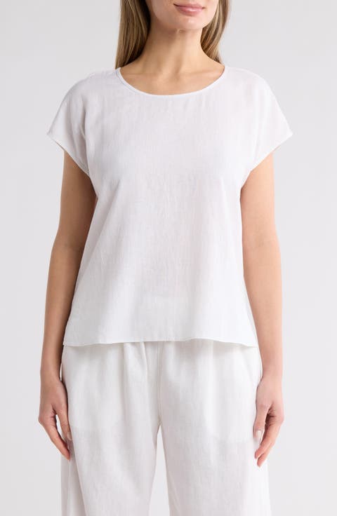Easy Linen Blend Popover Top