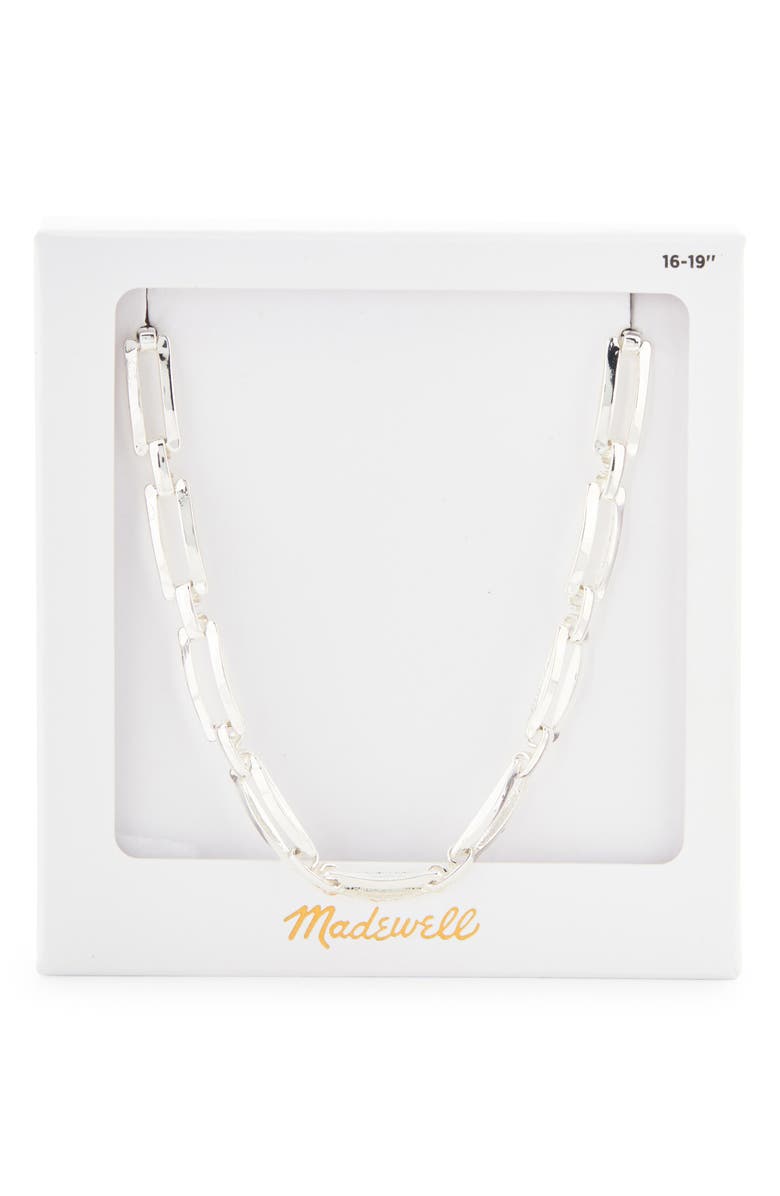 Madewell Rectangular Chain Necklace Gift Box, Main, color, Polished Silver