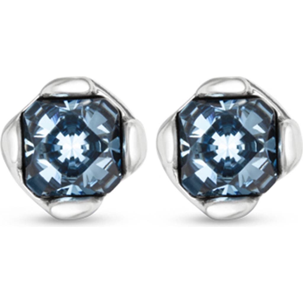 Unode50 Sterling Silver Plated With Blue Crystals Earrings In Silver