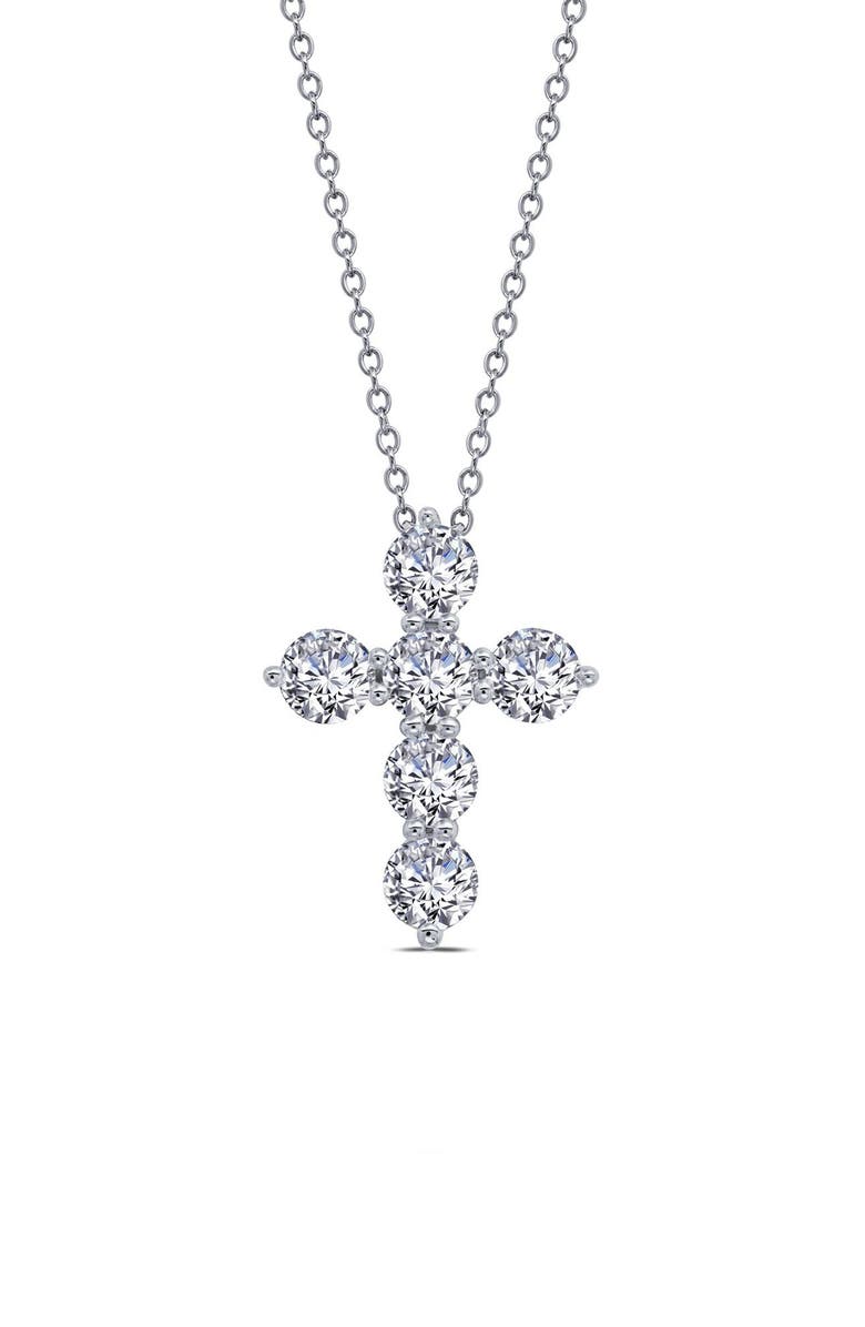 Lafonn Classic Simulated Diamond Cross Pendant Necklace, Main, color, 