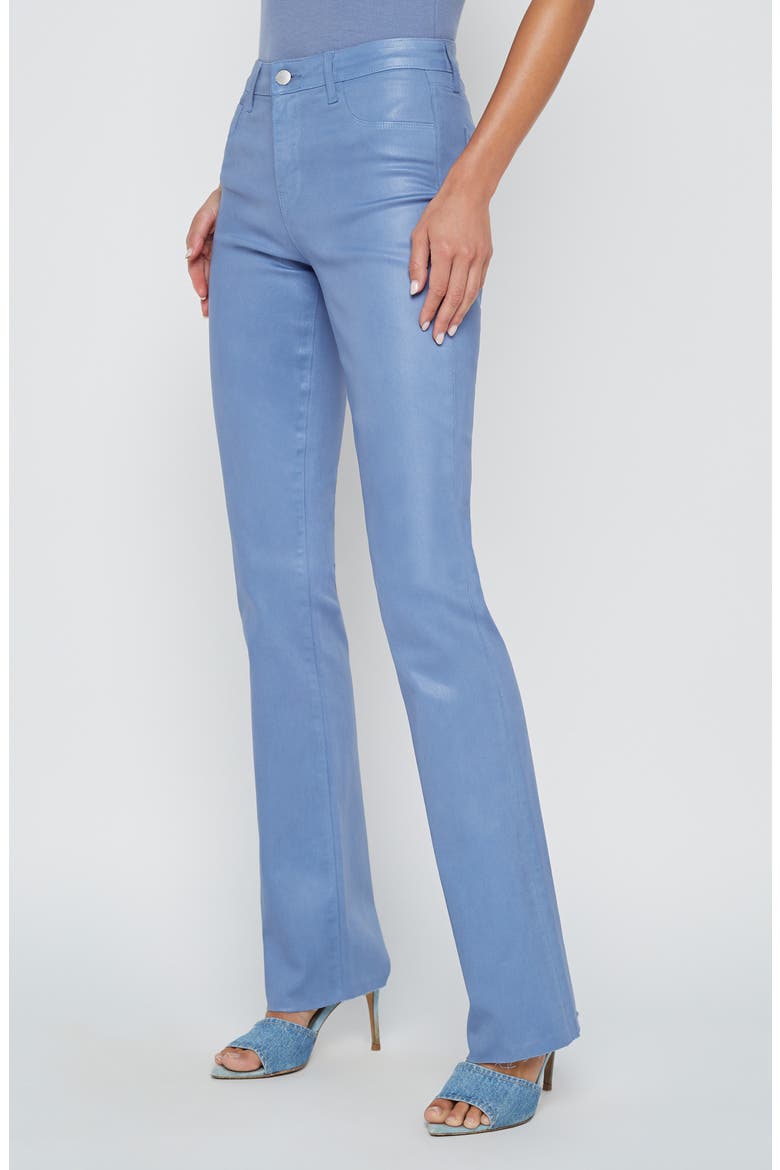 Ruth Coated High Waist Raw Hem Straight Leg Jeans, Alternate, color, WILD WIND COATED