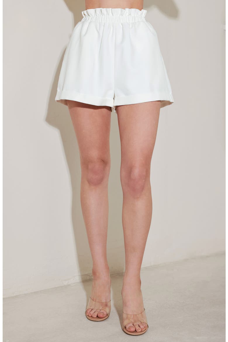 Elastic Paperbag Waist Shorts, Alternate, color, WHITE