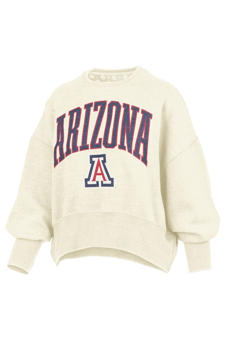 Women's Pressbox Natural Arizona Wildcats Oversized Waist-Length Crewneck Sweatshirt, Alternate, color, Natural