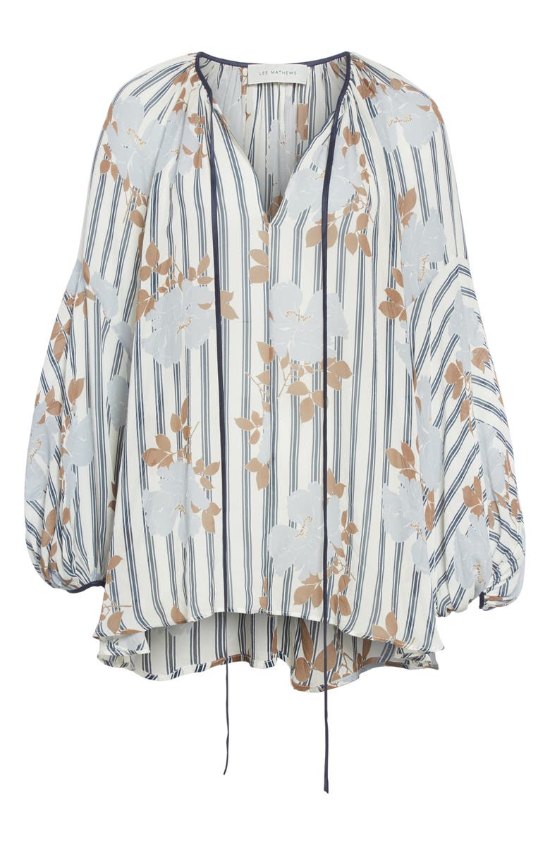 Lee Mathews Dolly Print Tie Neck Silk Top, Alternate, color, 