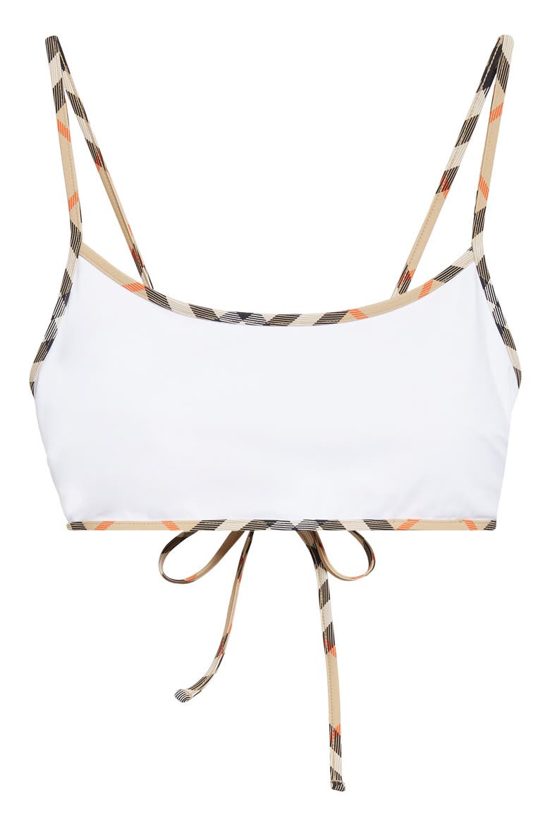 Starla Check Trim Bikini Top, Alternate, color, WHITE