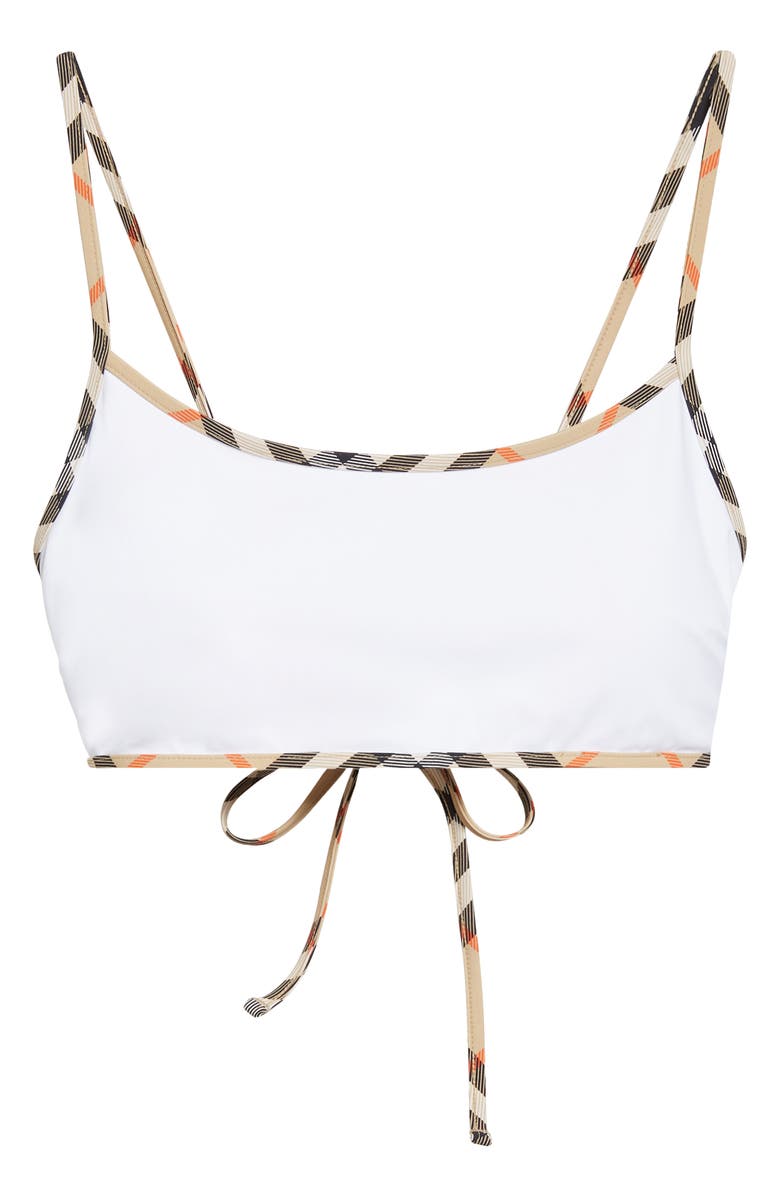 Burberry Starla Check Trim Bikini Top, Main, color, White
