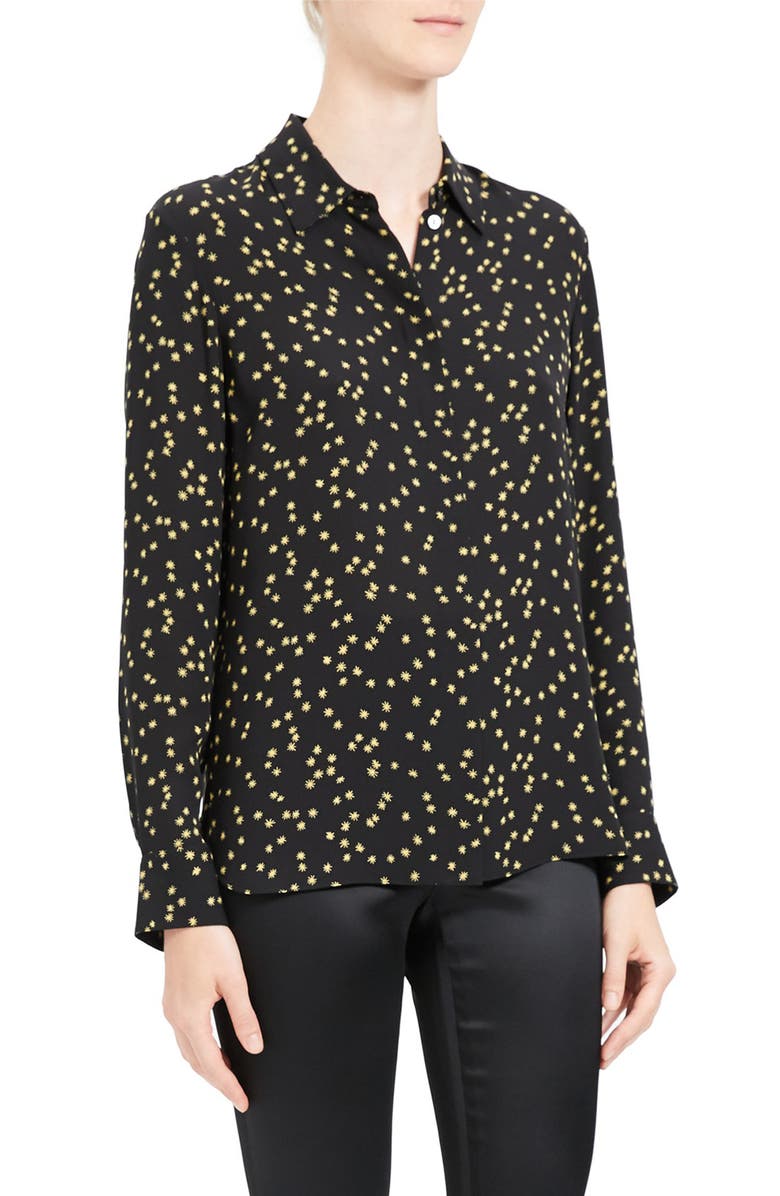 Theory Classic Silk Button-Up Top, Alternate, color, 