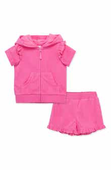 Little Me Zip-Up Hoodie Top & Shorts Cover-Up Set