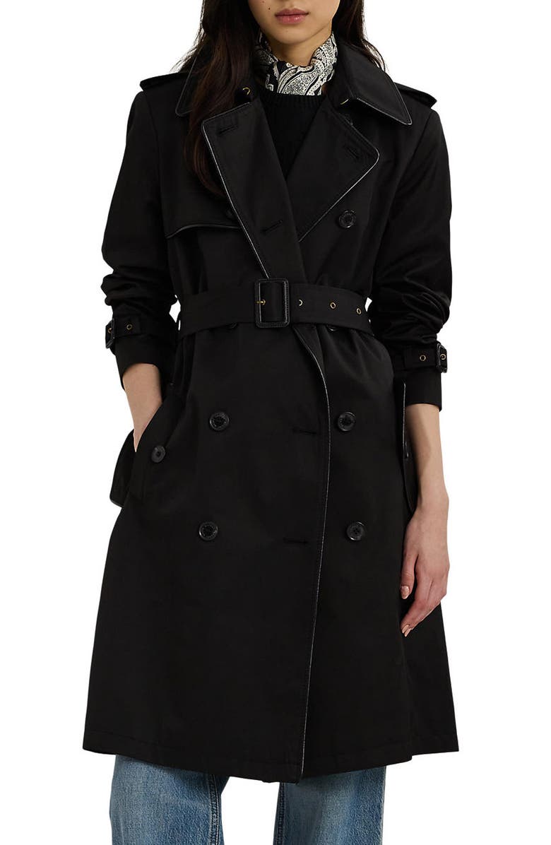 Lauren Ralph Lauren Belted Water Resistant Double Breasted Trench Coat, Main, color, 