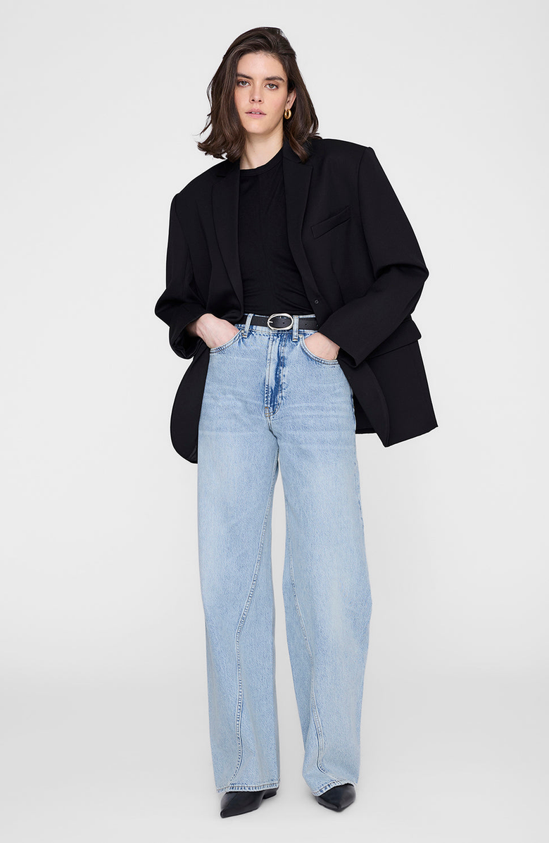 ANINE BING Small Signature Link Belt, Alternate, color, Black Pebbled