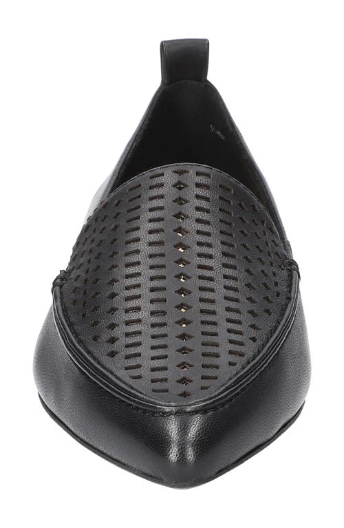 Bella Vita Alessi Perforated Pointed Toe Flat In Black Leather