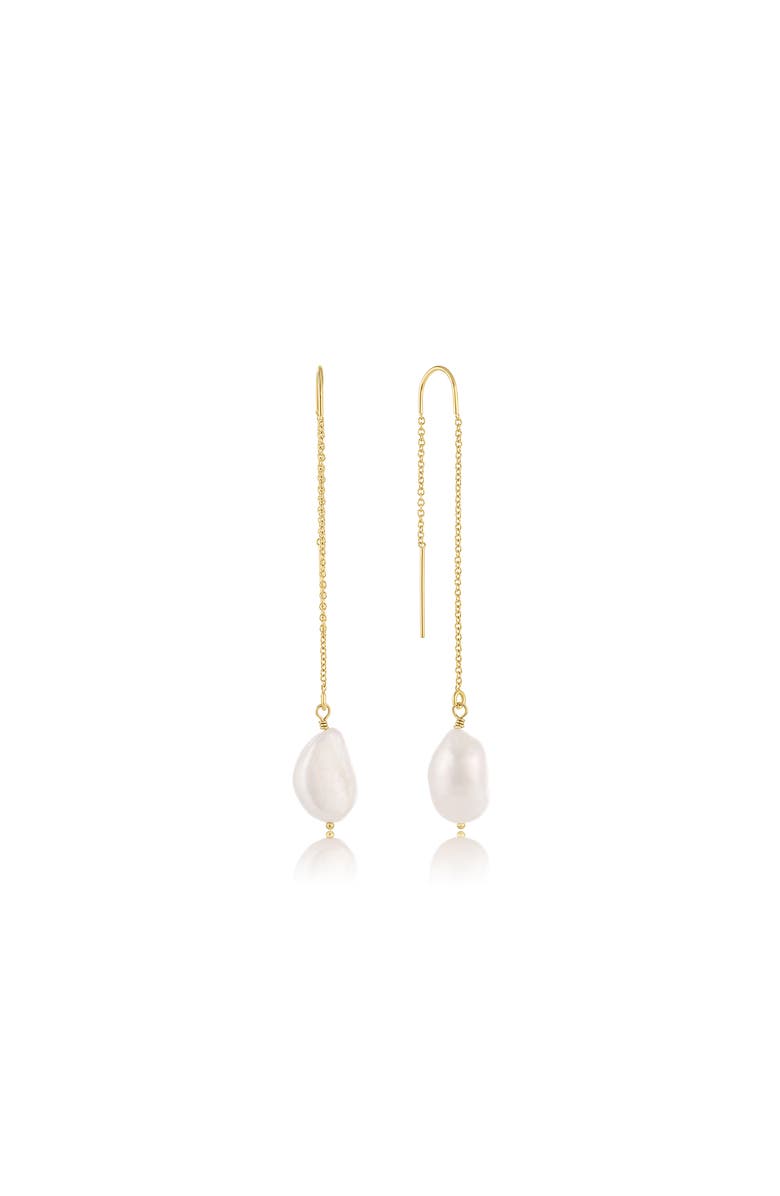 Set & Stones Sabina Pearl Threader Earrings, Main, color, Gold / White