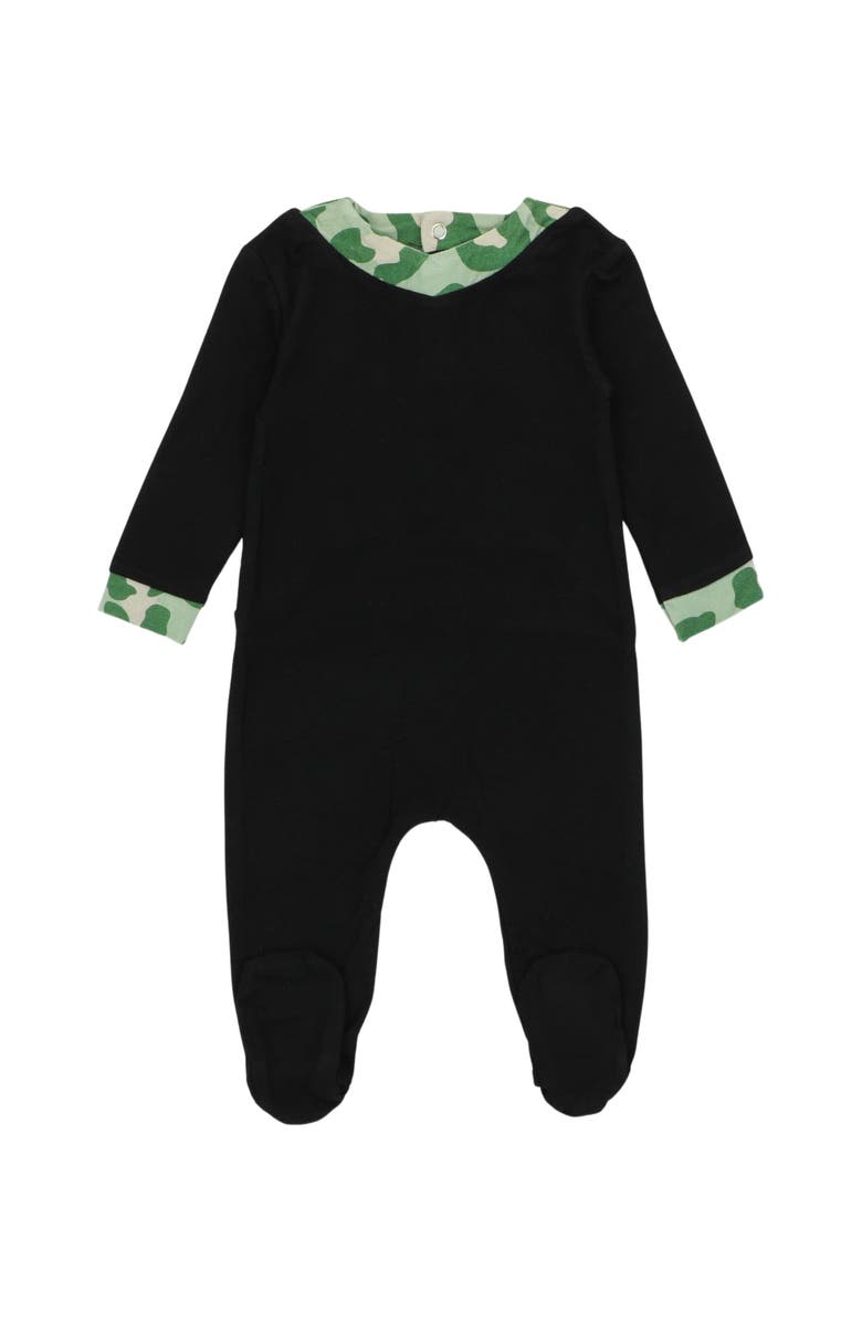 NoggiWear Leopard Boy Footie, Main, color, Black / Green