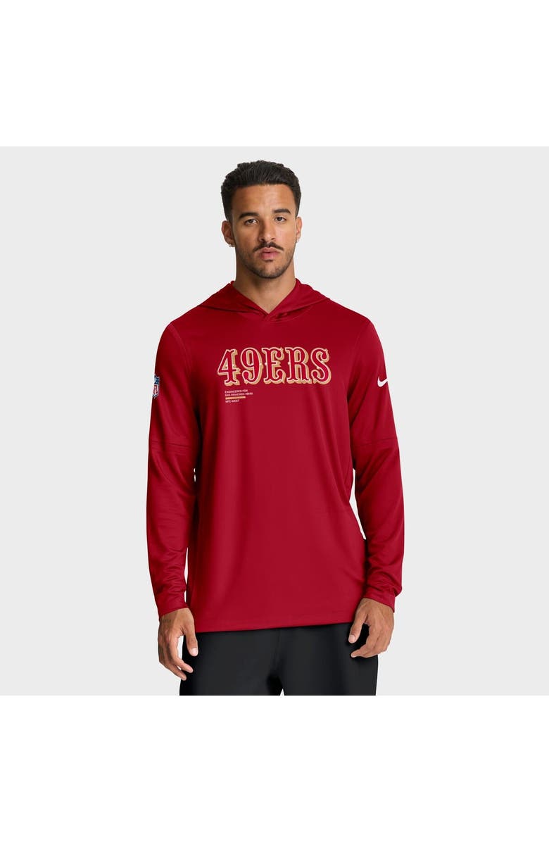 Nike Men's Nike Scarlet San Francisco 49ers Big & Tall Sideline Performance Long Sleeve Hoodie T-Shirt, Alternate, color, Scarlet