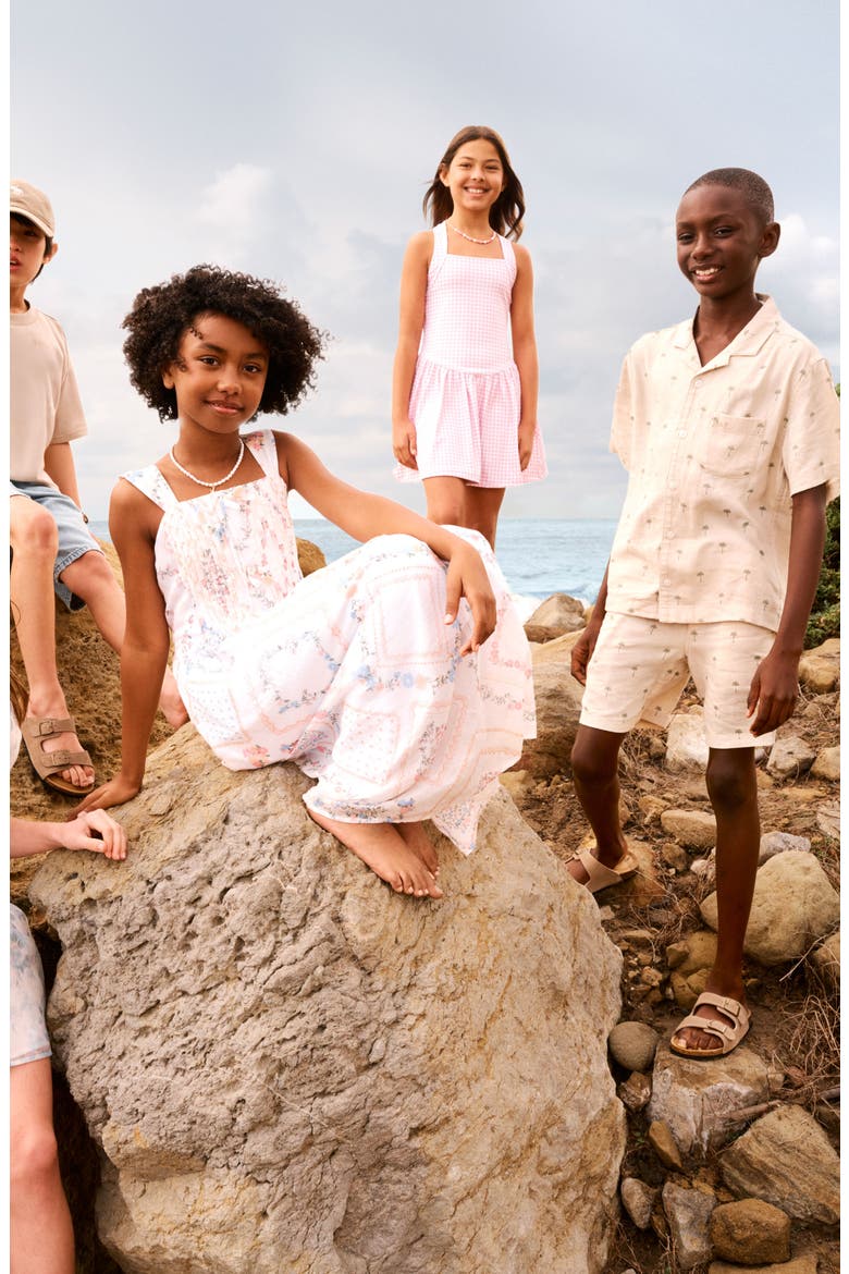 Kids' Linen Blend Shorts, Alternate, color, SEAGRASS